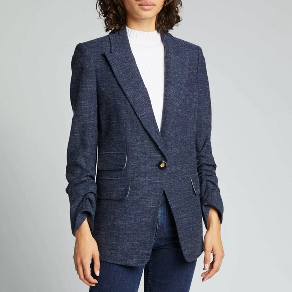 Veronica Beard Martel Dickey Jacket Herringbone Wool Blazer Navy Size 6 NEW NWT - Picture 2 of 11